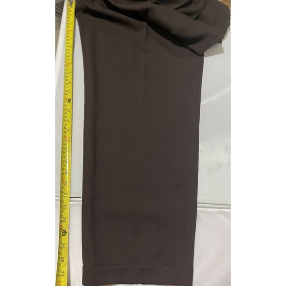Pronto Uomo Mens Dress Pants 40W 100% Wool Flat Front Brown - Picture 11 of 14